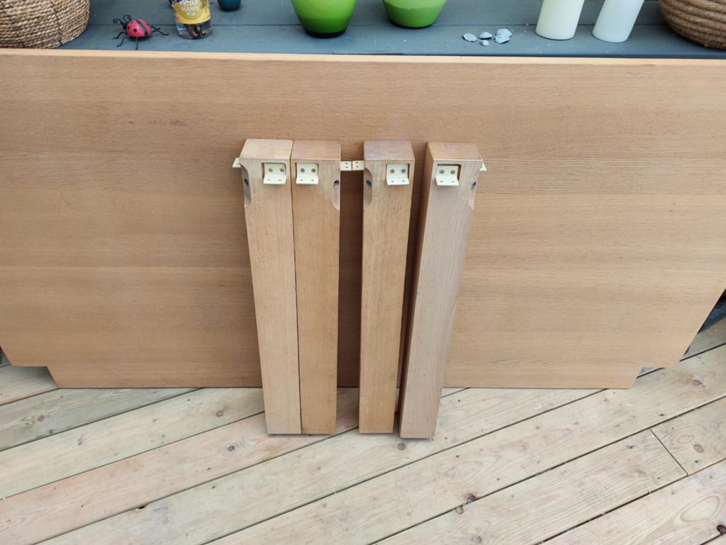 Houten tafelblad met poten 90 x 180 cm, Gebruikt, 150 tot 200 cm, Rechthoekig, Drie personen