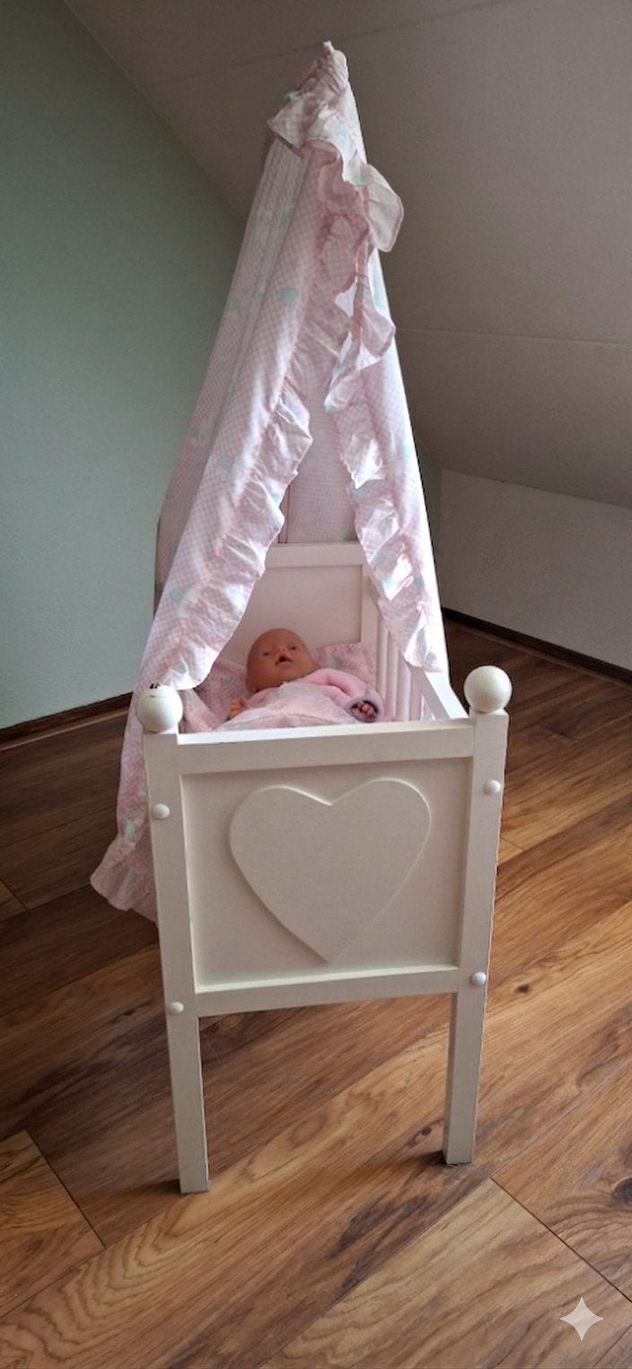 Poppenwiegje met hemeltje., Kinderen en Baby's, Speelgoed | Poppen, Gebruikt, Babypop, Ophalen