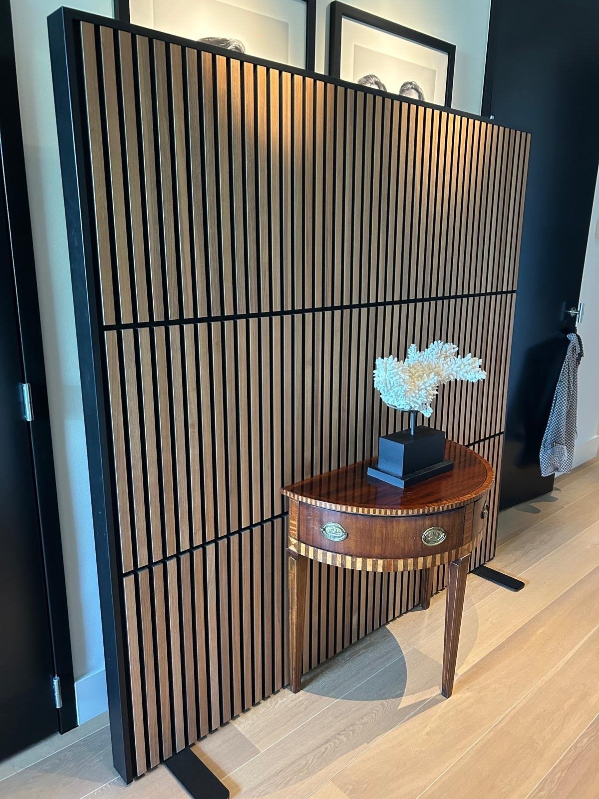 Exclusief Design Kamerscherm - Wortelnoten & Zwart Staal, Ophalen of Verzenden, Zo goed als nieuw