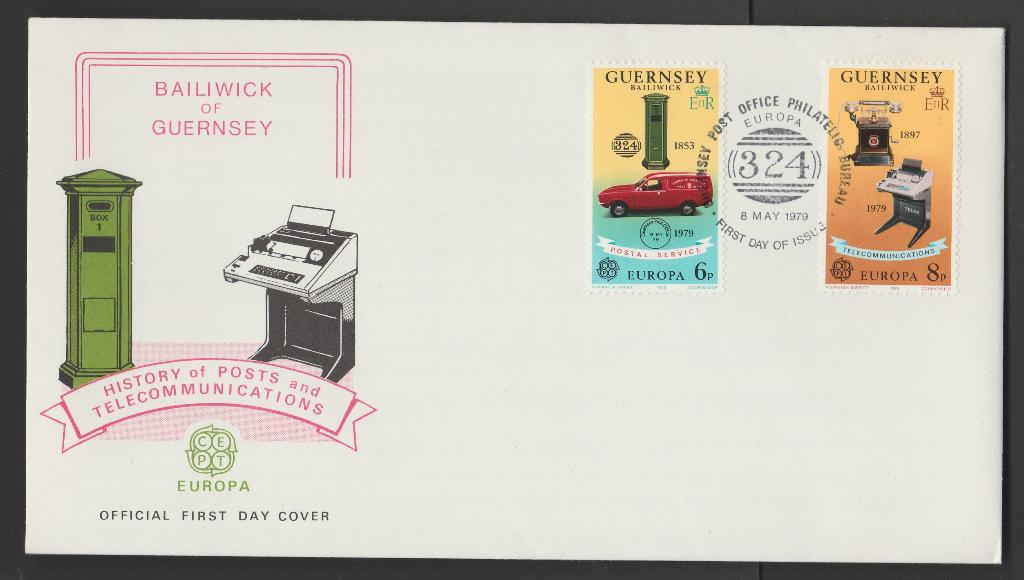 Guernsey - FDC Michelnr 189-190 - cept post telecommunicatie, Verzenden, Postfris