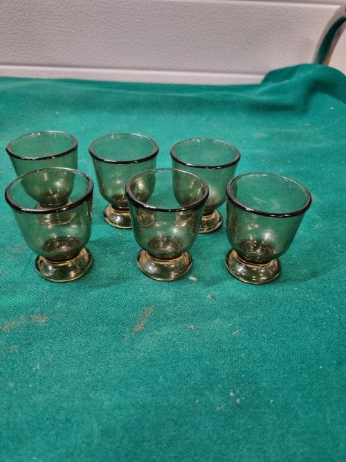 eierdoppen bruin rookglas france zes stuks, Ophalen of Verzenden