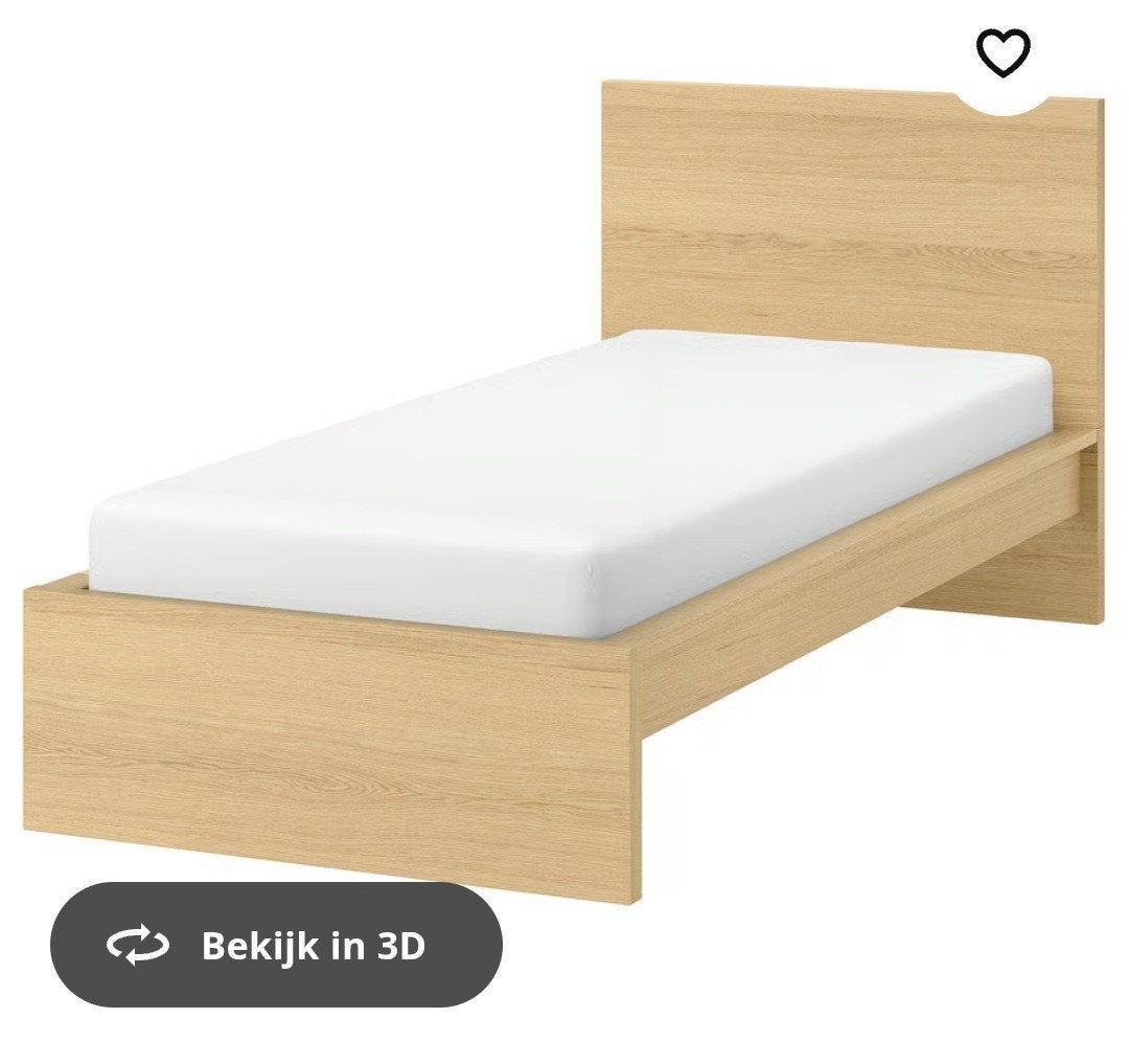 IKEA MALM Bedonderstel met LÖNSET Lattenbodem 90x200 cm, Huis en Inrichting, Ophalen, 90 cm, 200 cm, Modern