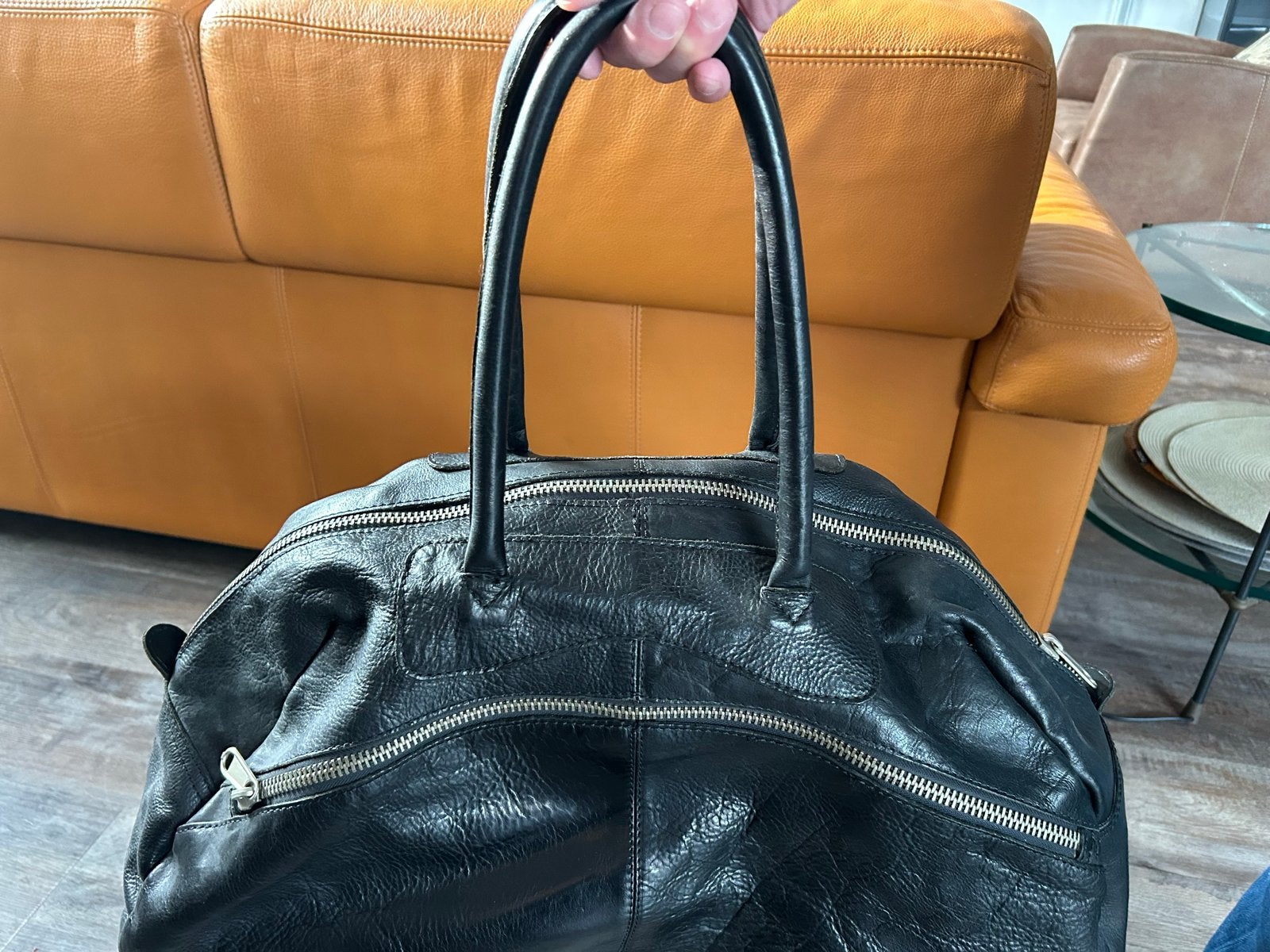 Zwarte Cowboysbag Leren Reistas/Weekendtas, Gebruikt, 20 tot 30 cm, Zwart, Ophalen of Verzenden