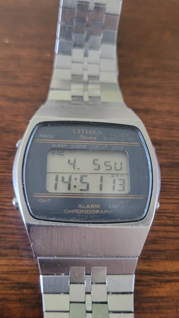 Citizen  lcd vintage horloge uit 1981, Staal, Gebruikt, Staal, Verzenden