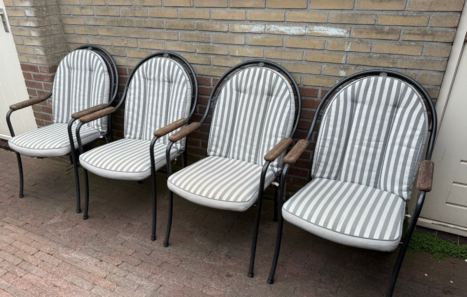 Tuinstoelen 4 stuks, Ophalen, Gebruikt, Metaal, Stapelbaar