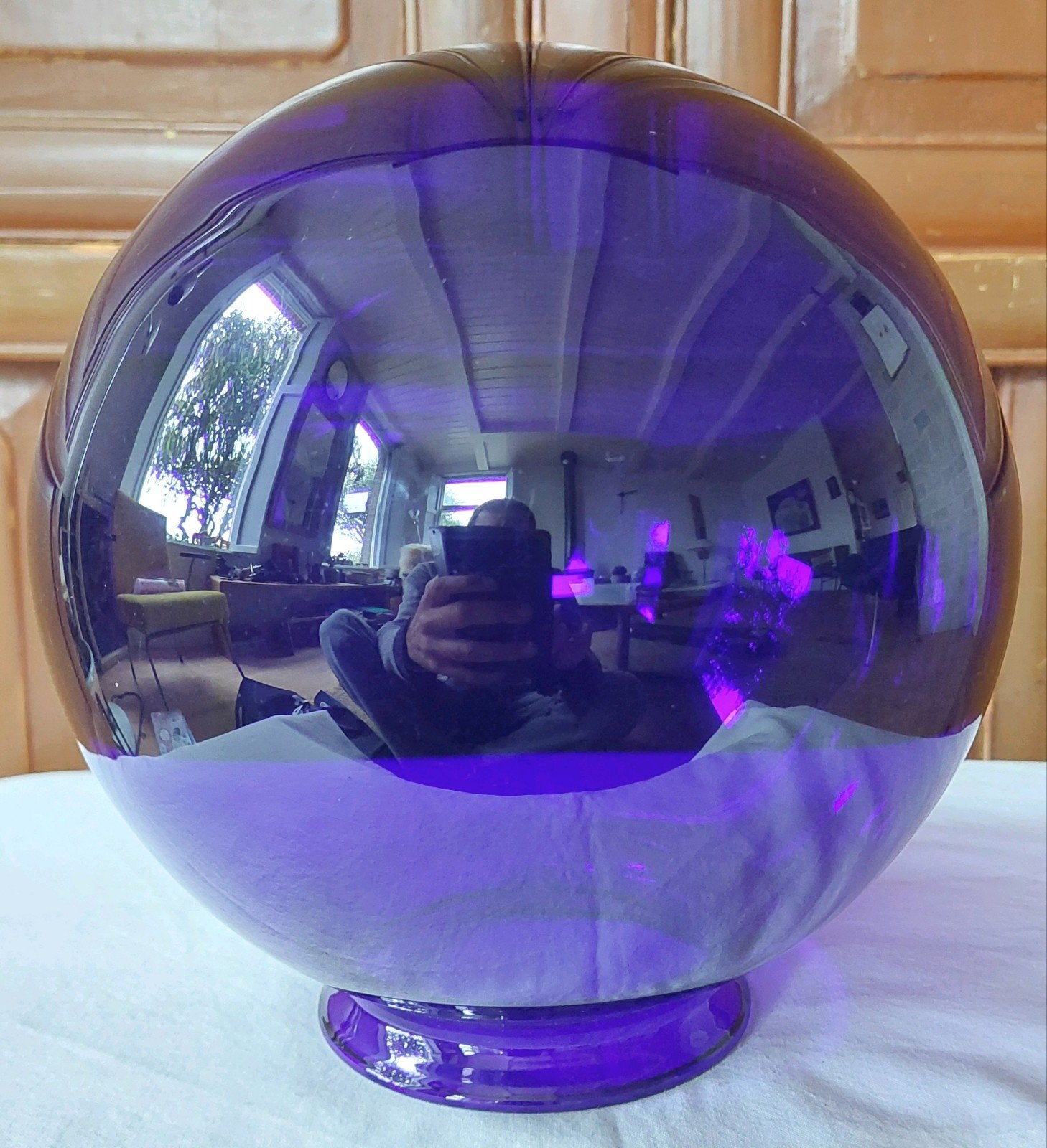Antiek Kobalt blauw glas verduistering lamp plafonnière, Ophalen of Verzenden