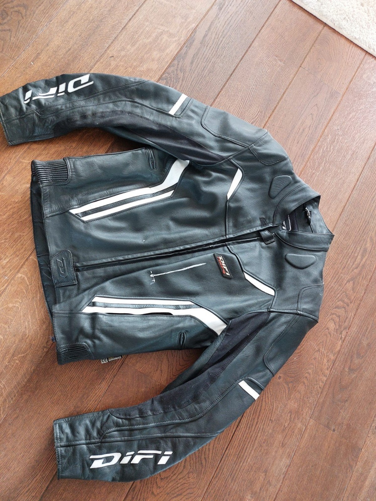 Difi Racing leren motorjas - Zwart/Wit, Motoren, Kleding | Motorkleding, Heren, Difi, Jas | leer, Ophalen of Verzenden