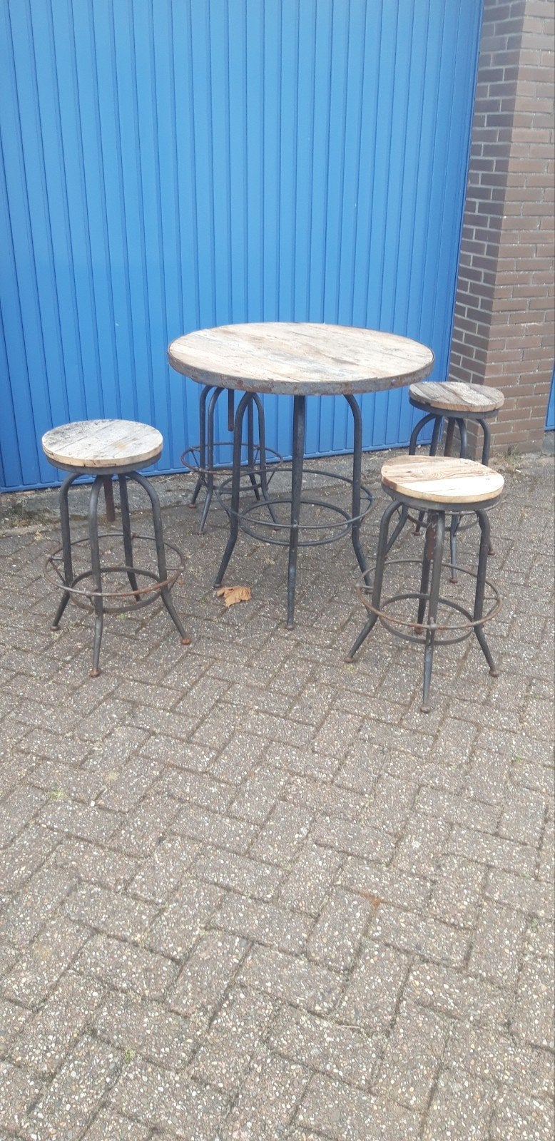 Uniek vintage bistro setje, Tuin en Terras, Tuinsets en Loungesets, Ophalen, 4 zitplaatsen, Gebruikt, Eettafel