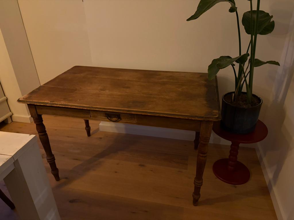 Vintage houten tafel, Huis en Inrichting, Ophalen, Gebruikt, 100 tot 150 cm, 75 cm of meer