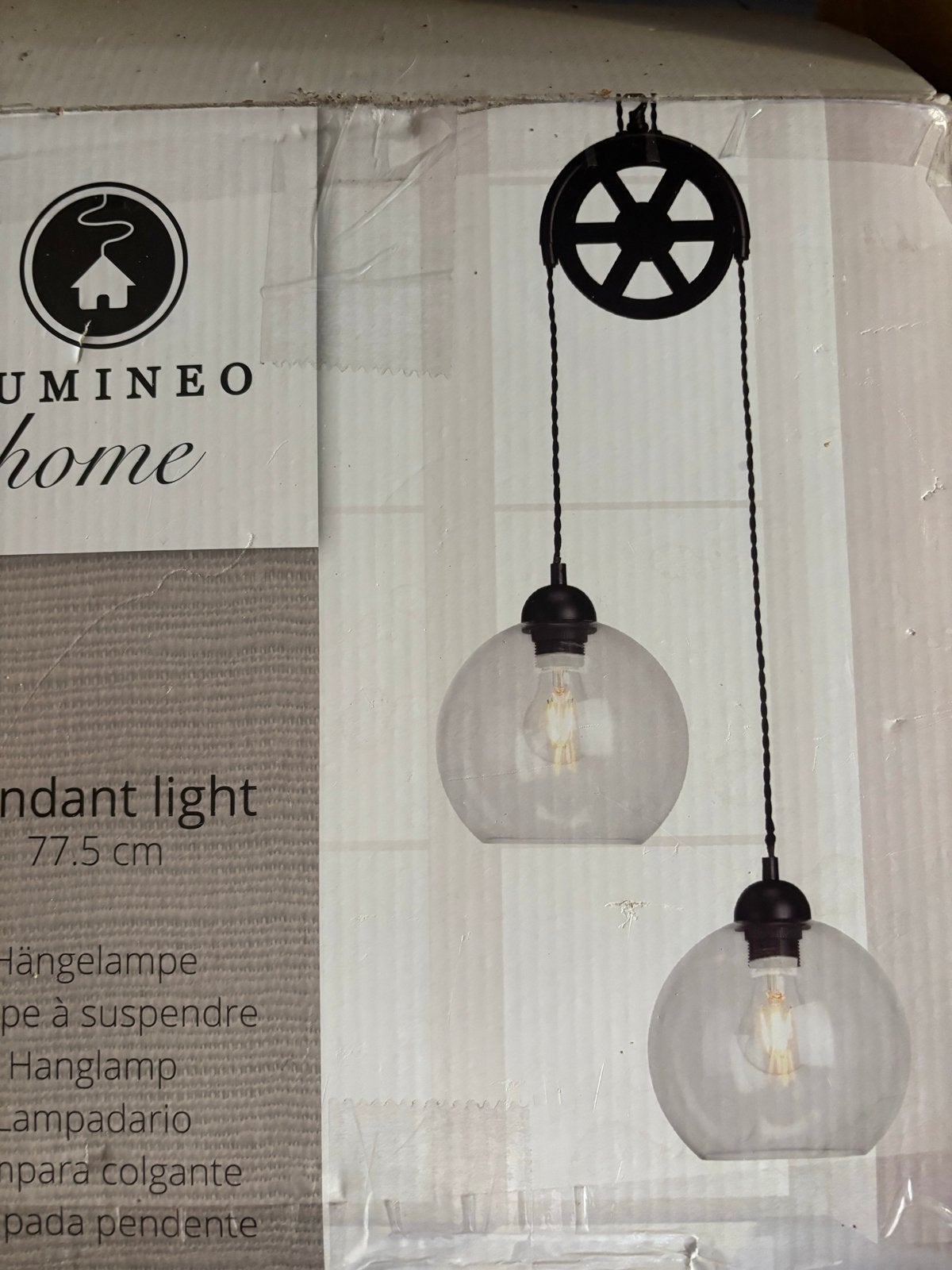 Lumineo Home Hanglamp met Katrol en Glazen Bollen, Ophalen, Nieuw, Metaal, E27 (groot)