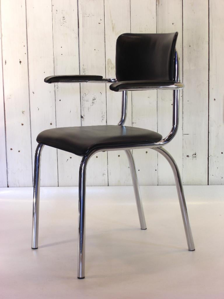 Vintage Chromen Tubax stoel gispen stijl, Ophalen, Gebruikt, Twee, Zwart
