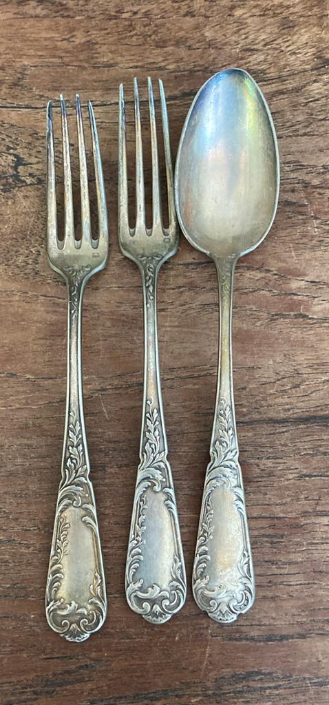 3 Verzilverde bestekdelen Lux 84 gr, Antiek en Kunst, Ophalen of Verzenden