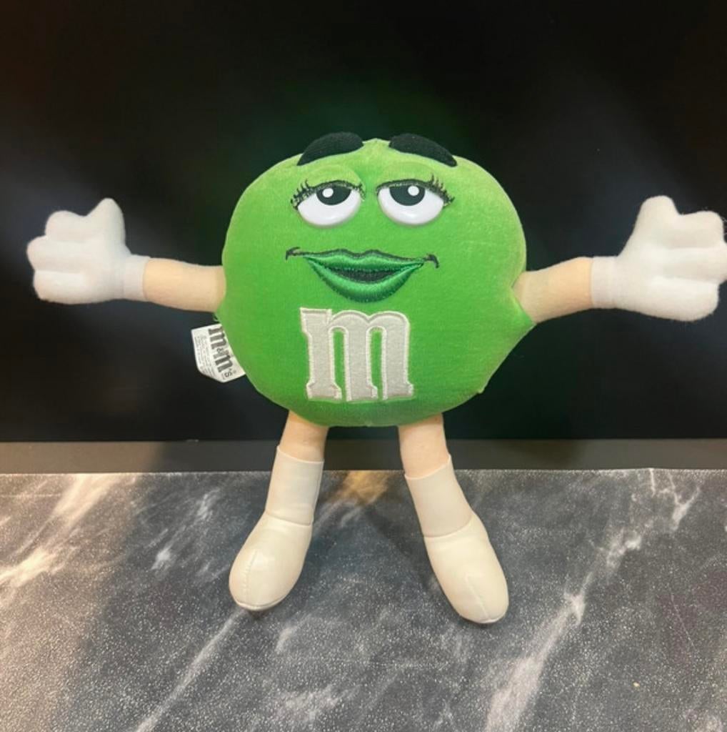 Groene M&M knuffel a pluche 25 cm, Ophalen of Verzenden, Zo goed als nieuw, Overige typen