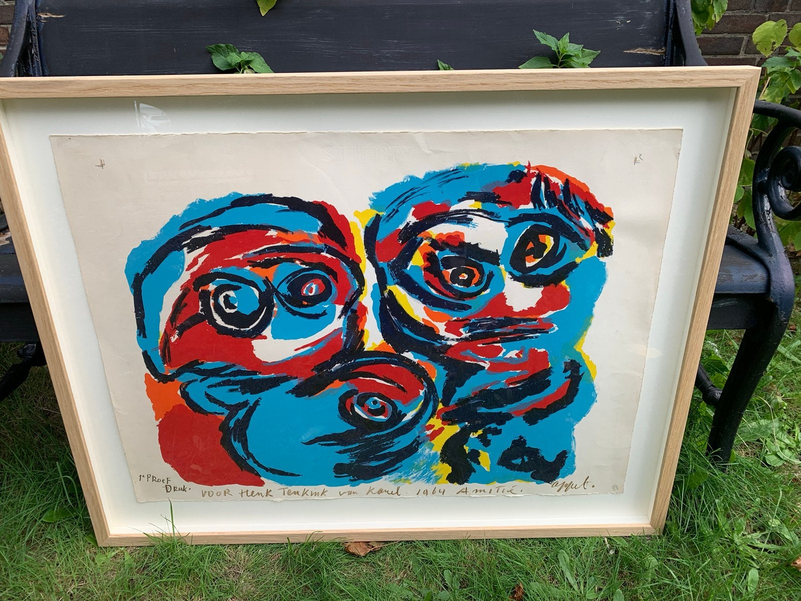 Karel Appel - Handgesigneerde Proefdruk met Dedicatie (1964), Antiek en Kunst, Gesigneerd, Lithografie, Abstract, Ophalen