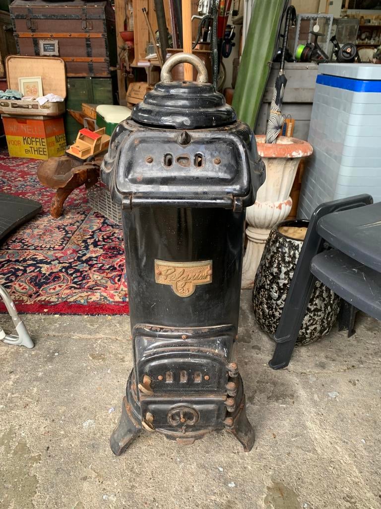 Potkachel vintage Pelgrim kachel kolen- of houtkachel, Huis en Inrichting, Kachels, Zo goed als nieuw, Houtkachel, Hout, Ophalen of Verzenden
