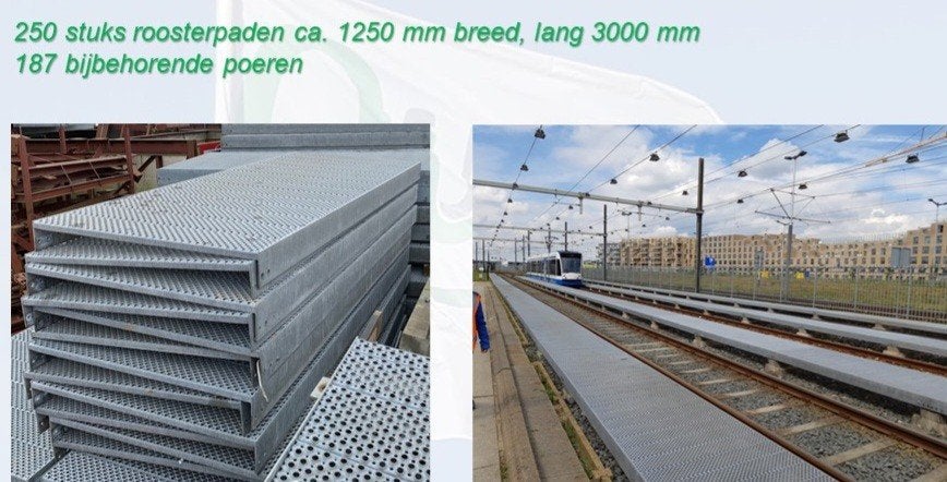 Roosterpaden en poeren - 250 stuks, 1250x3000 mm, Ophalen of Verzenden