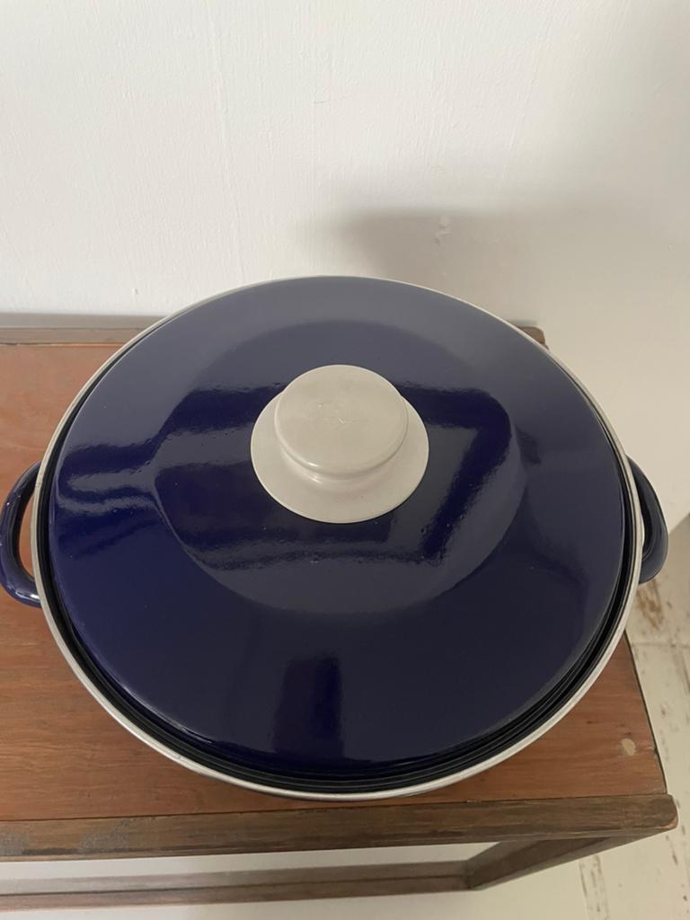 Vintage emaille pan in topstaat, Ophalen of Verzenden, Zo goed als nieuw, Overige materialen, Koekenpan of Braadpan