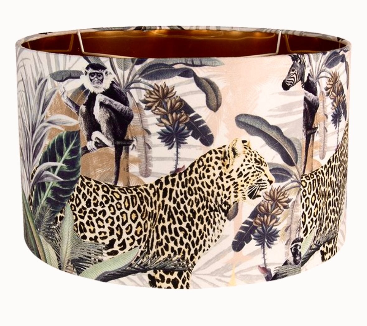 Clayre & Eef Lampenkap Jungle Print Goudkleurig,, Meerkleurig, Rond, Nieuw, Ophalen of Verzenden