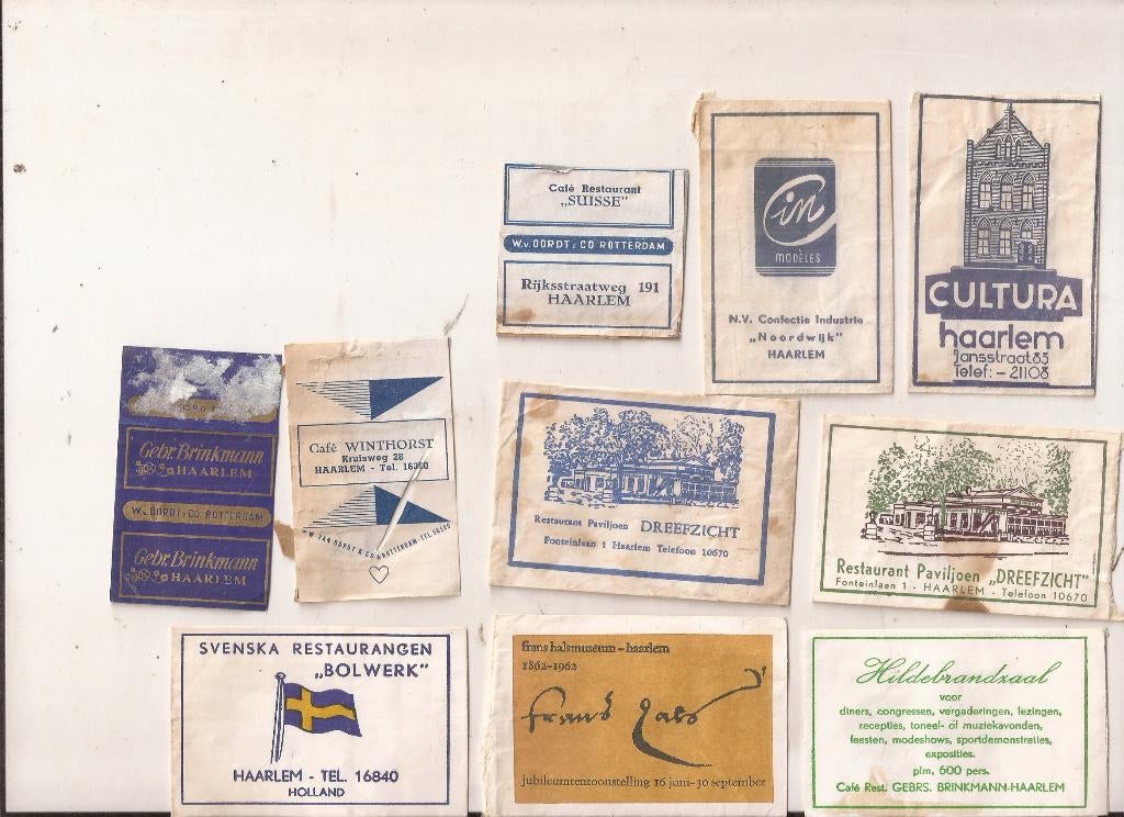 Haarlem 11 x suikerzakjes 50/60er jaren, Verzamelen, Ophalen of Verzenden, Nederland
