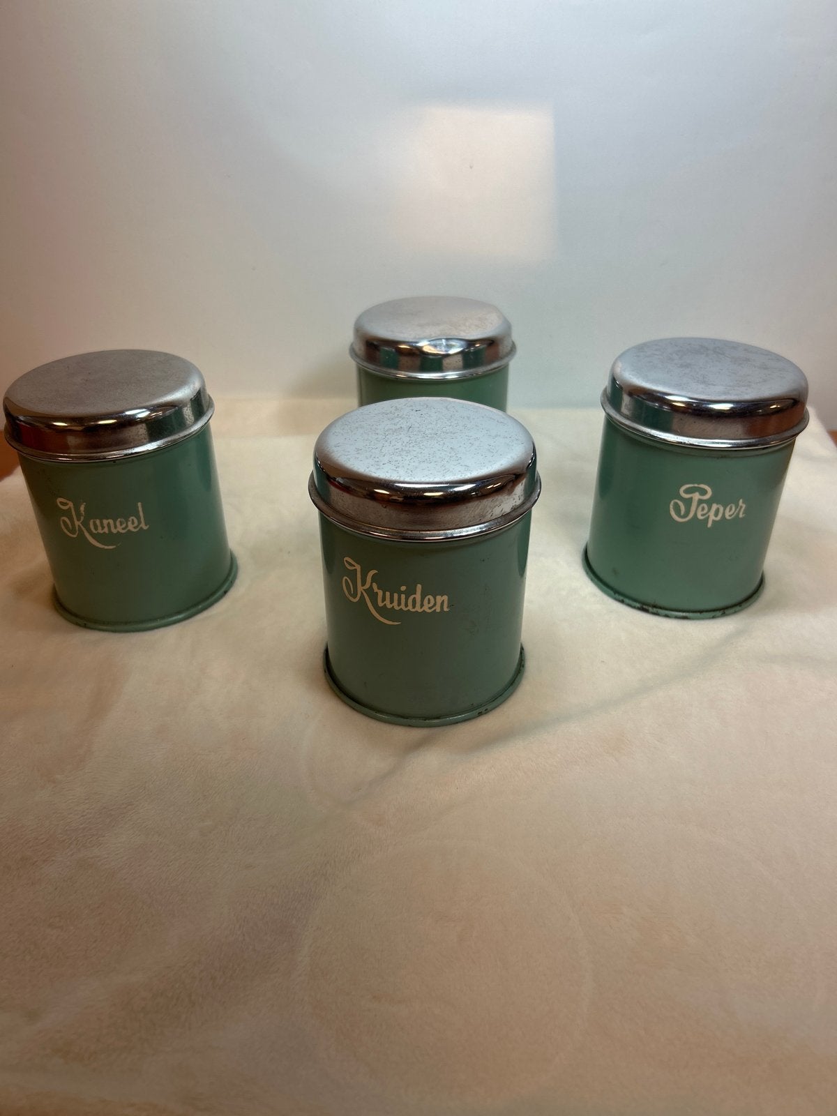 Vintage kruidenpotjes set - Kaneel, Kruiden, Peper, Ophalen of Verzenden