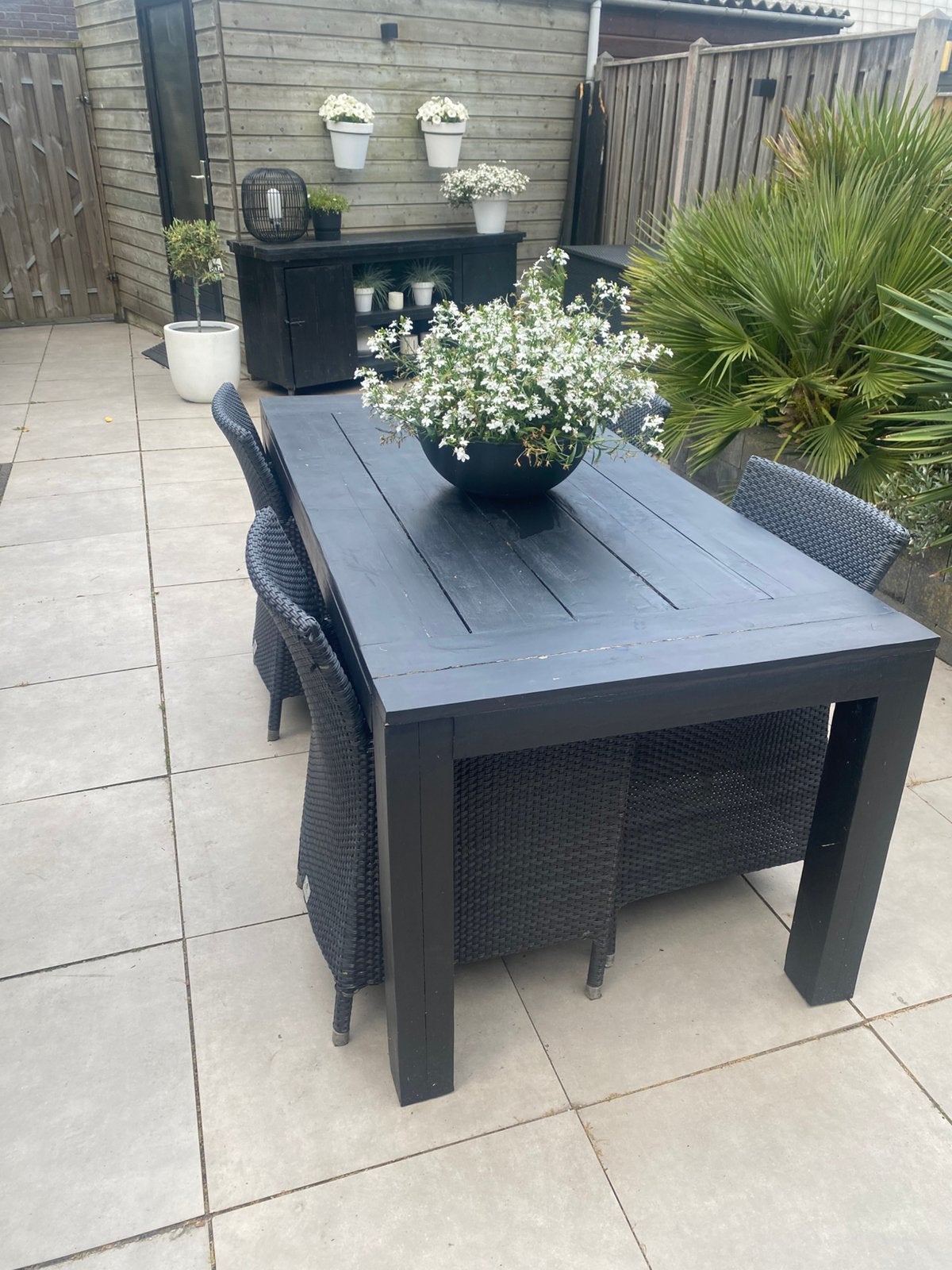 Zwarte 4 persoons tuinset, Tuin en Terras, Tuinsets en Loungesets, Ophalen of Verzenden, Zo goed als nieuw