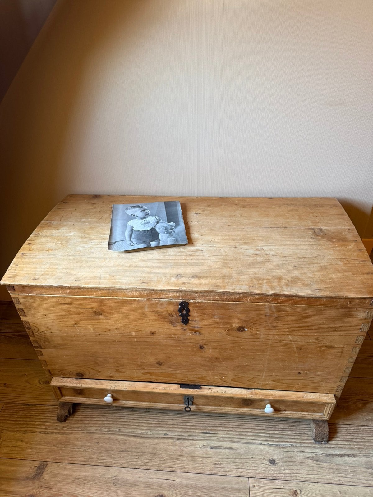 Oud grenen Dekenkist, Huis en Inrichting, Woonaccessoires | Kisten, Ophalen, 50 – 75, 100 tot 150 cm, Zo goed als nieuw