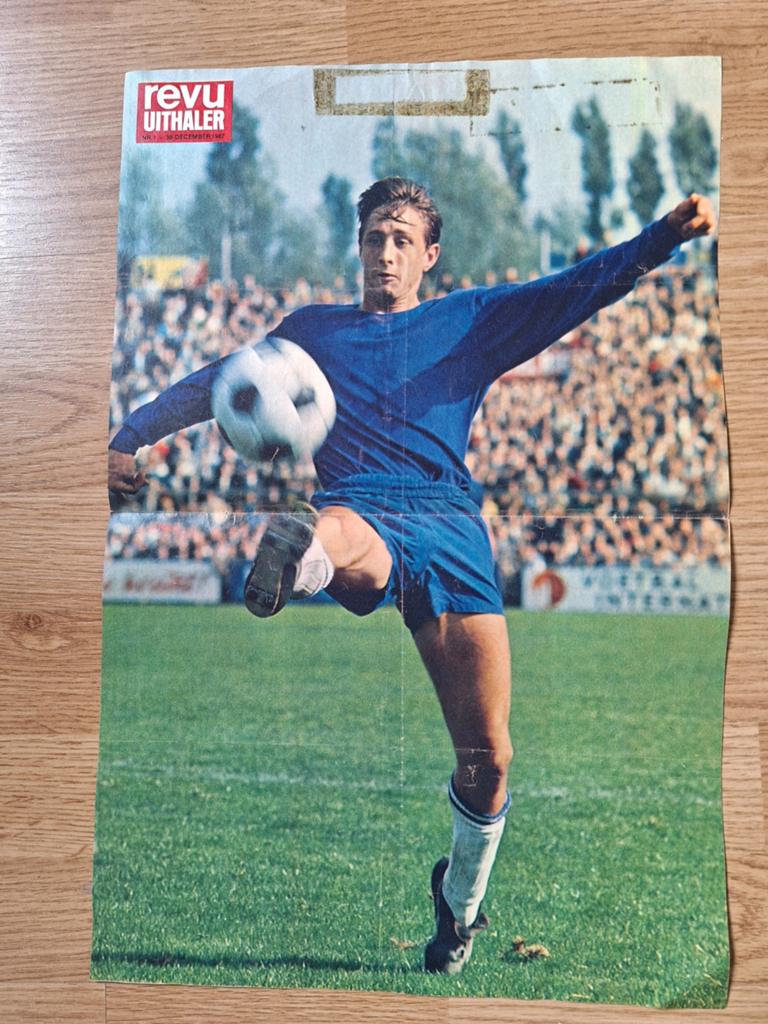 Oude poster Johan Cruijff (1967), Verzamelen, Sportartikelen en Voetbal, Ophalen of Verzenden, Gebruikt, Ajax, Poster, Plaatje of Sticker