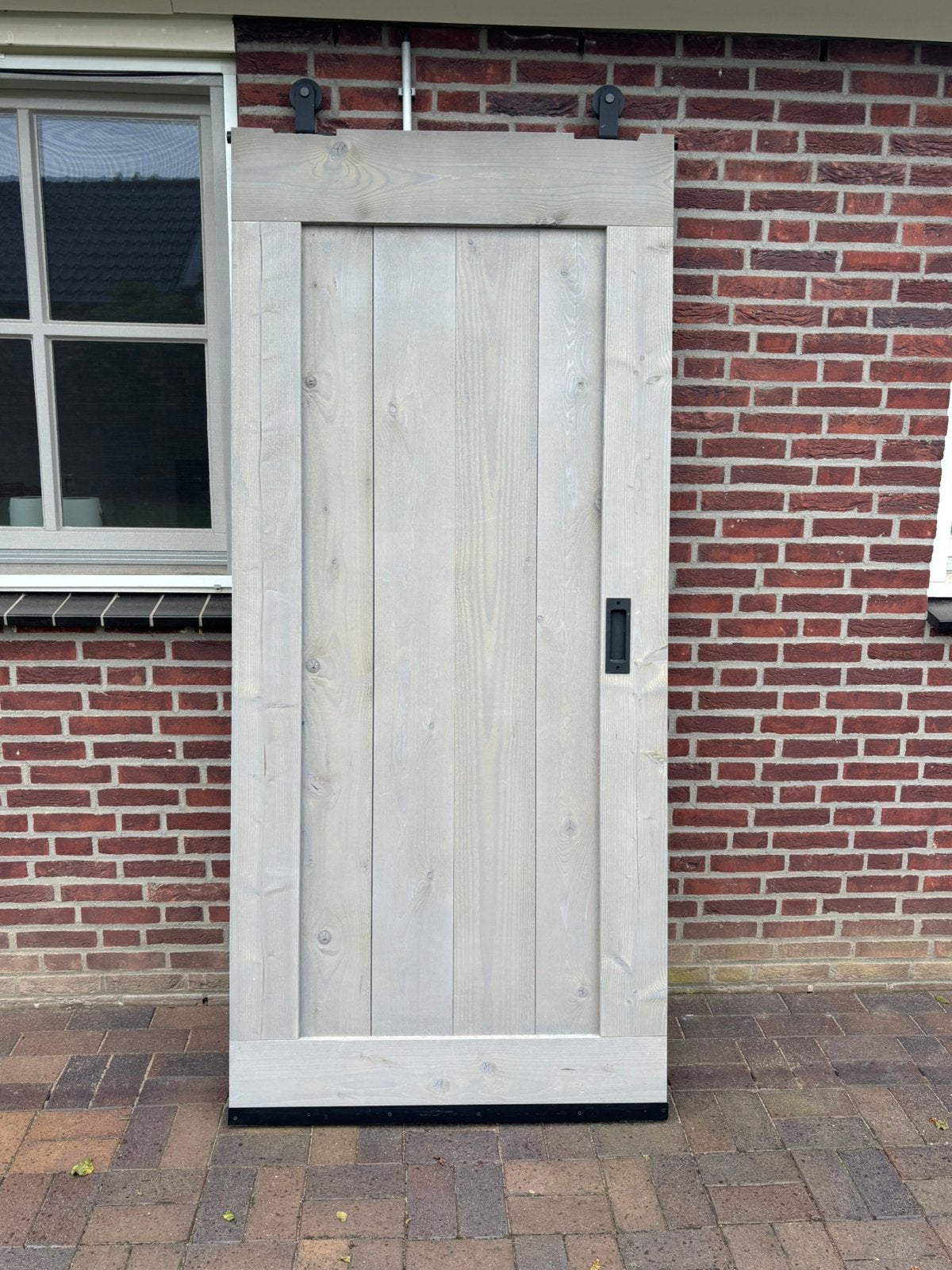Schuifdeur steigerhout, Ophalen, 80 tot 100 cm, Binnendeur, Zo goed als nieuw