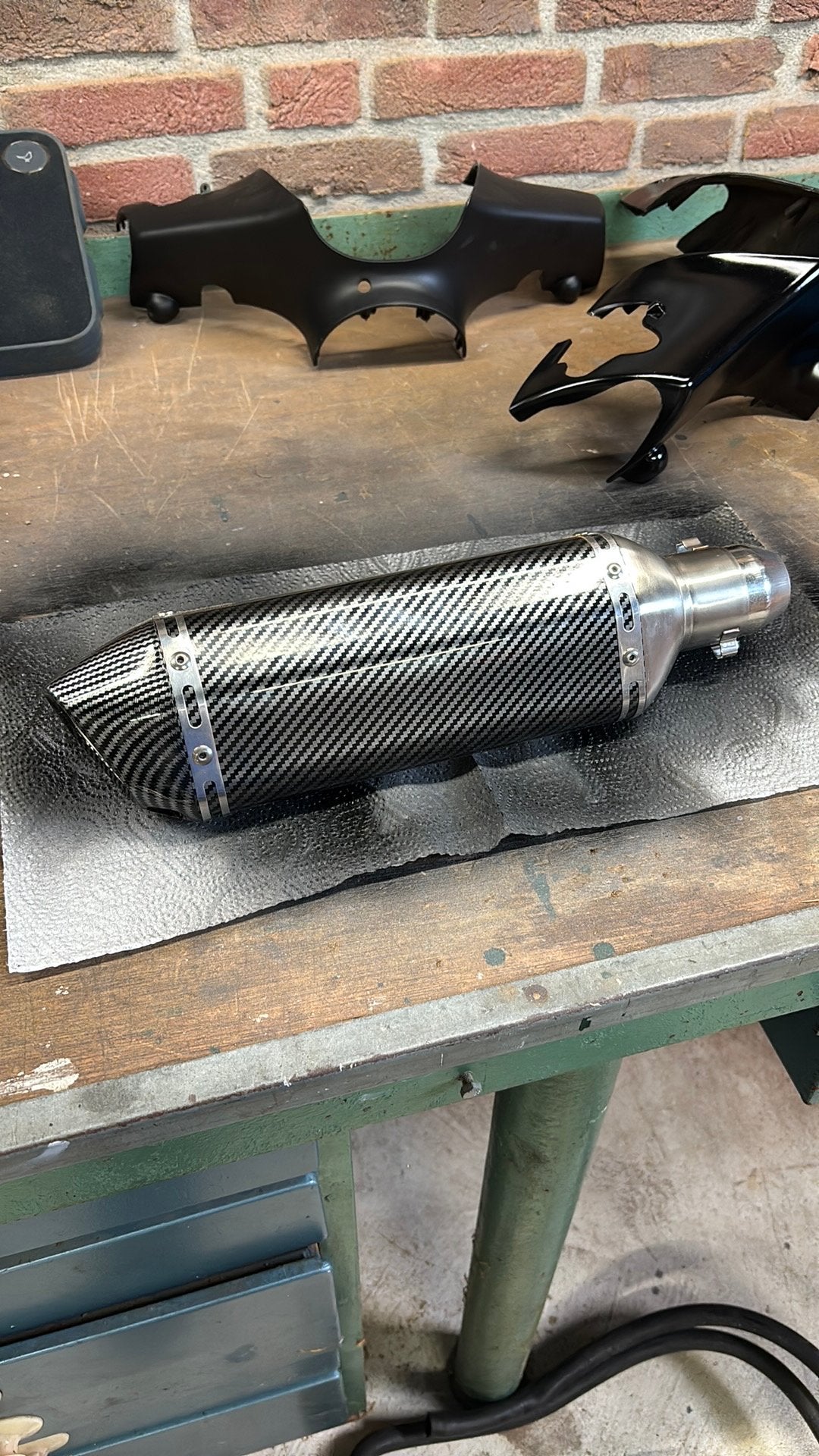 Carbon look zip uitlaat 50cc 4t, Ophalen of Verzenden, Zo goed als nieuw, Uitlaat, Piaggio