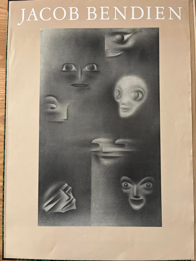 Jacob Bendien Poster - Abstracte Gezichten 50x70.5 cm, Ophalen of Verzenden, A1 t/m A3, Overige onderwerpen, Rechthoekig Staand