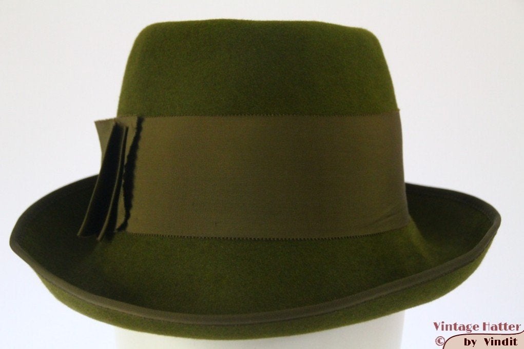 Vintage Dameshoed Ischler Hut groen 56 gratis verzenden NL, 56 of 57 cm (M, 7 of 7⅛ inch), Hoed, Ophalen of Verzenden, Ischler Hut