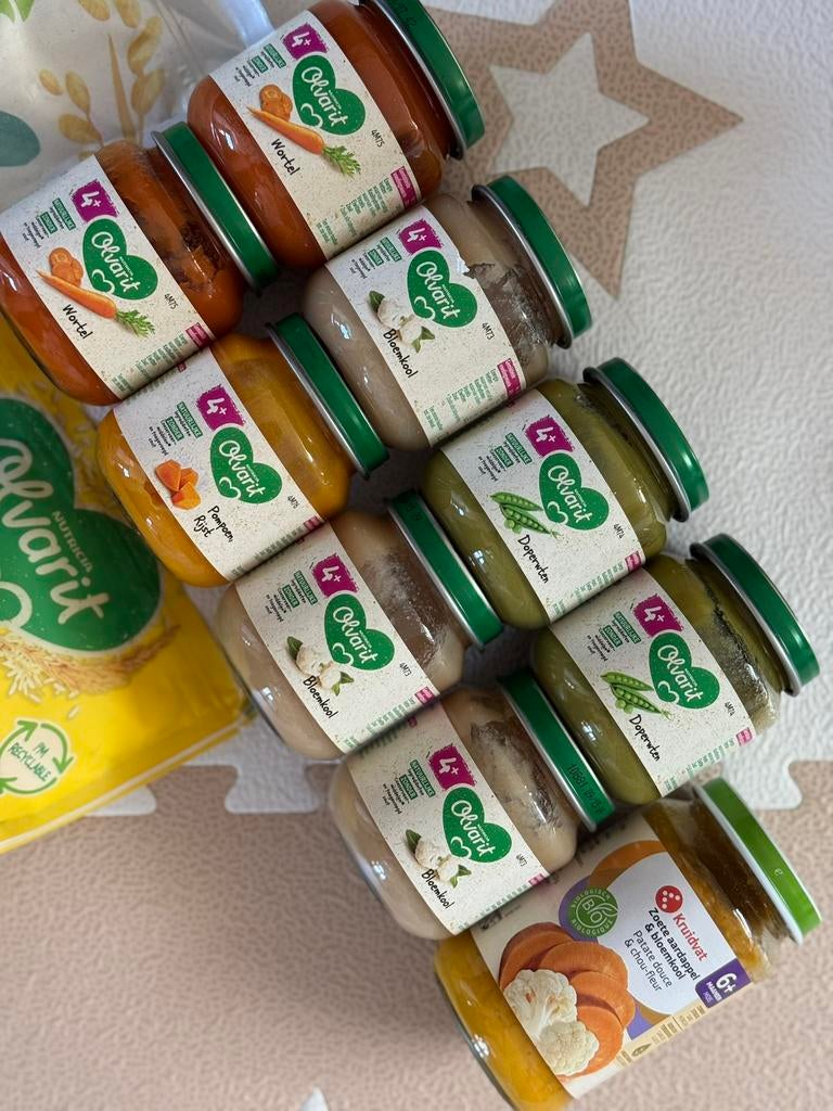 Baby 4 maanden Olvarit baby voeding potjes oefenhapjes, Ophalen of Verzenden