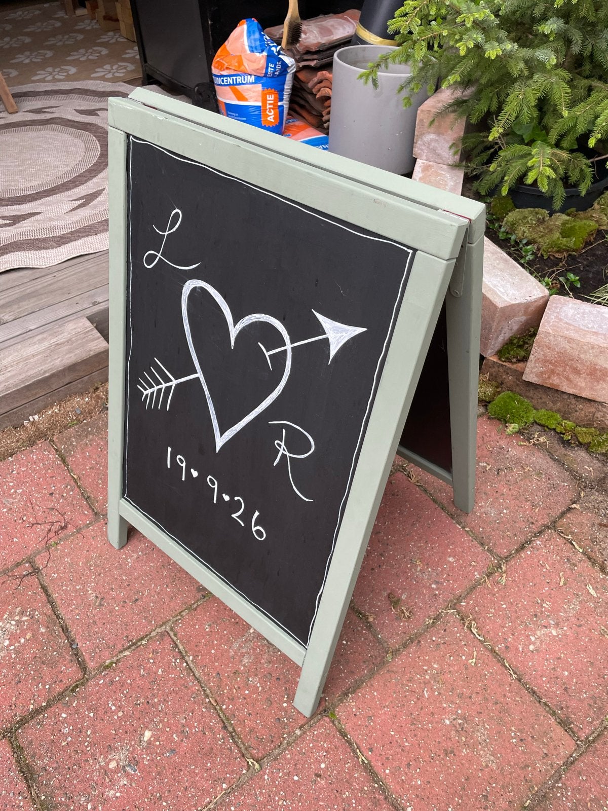 Krijtbord A-frame 85x55 cm, Ophalen, Gebruikt, Groen, Hout