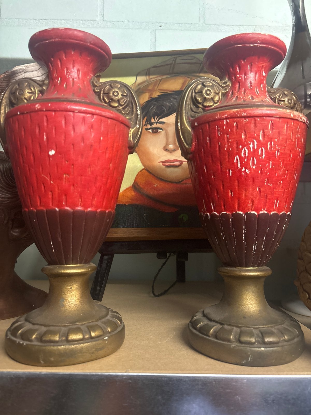 Decoratieve Vazen Rood en Goud (Set van 2), Ophalen