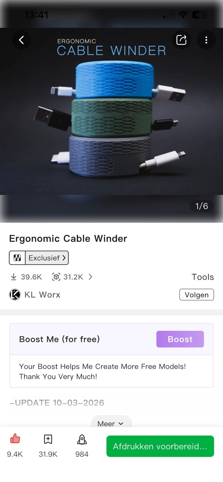 Handige ergonomische kabel oproller, Ophalen of Verzenden, Nieuw, Minder dan 2 meter, Overige kabels