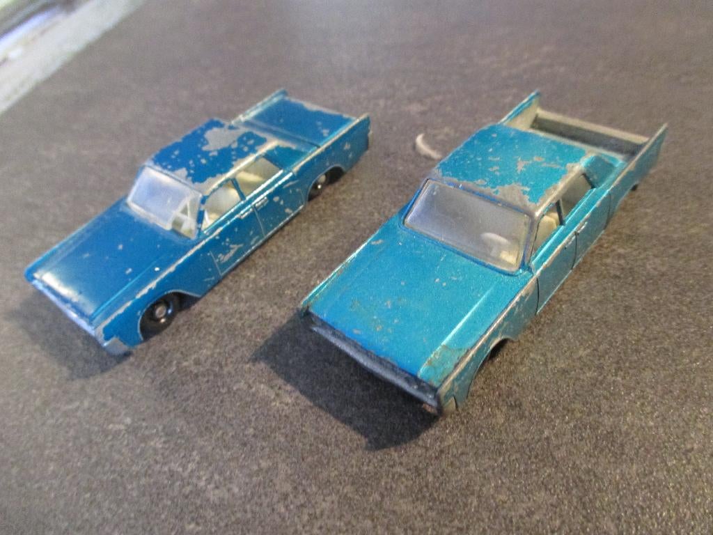 2x 1/74 Lincoln Continental Lesney No.31 1964-66 Blauwmet., Ophalen of Verzenden, Gebruikt, Auto