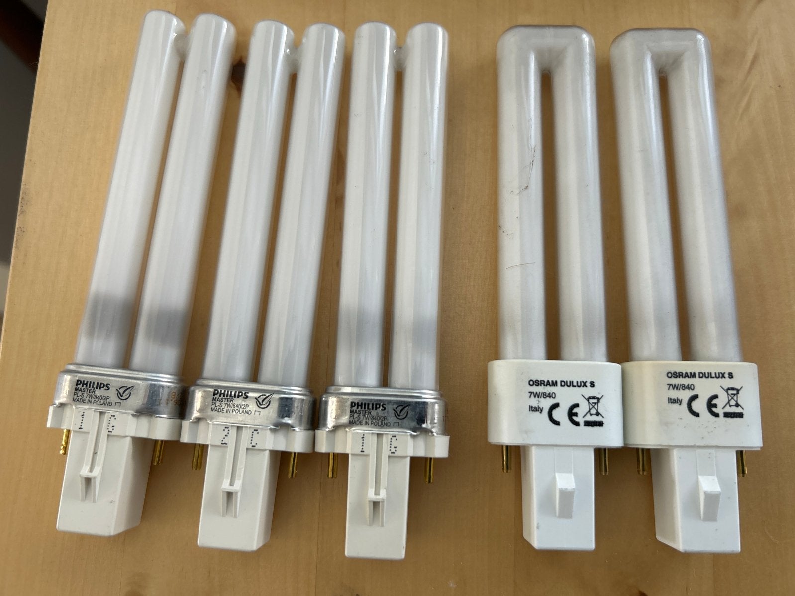 Philips en Osram DULUX S 7W/840 lampen, Wit, Gebruikt, Philips, Overige fittingen