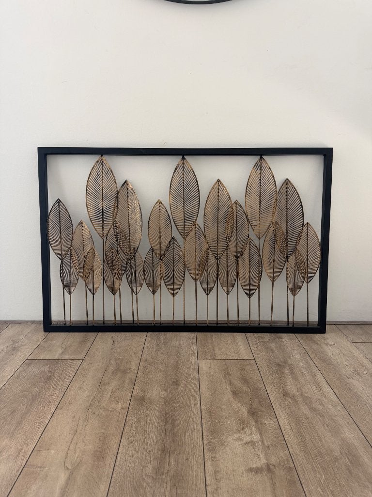 Wanddecoratie met gouden veren, Decoratieobject, Ophalen of Verzenden, 72 cm, 110 cm