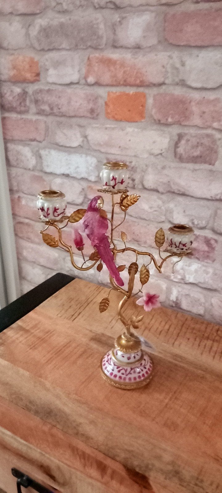 Baroque:31cm Papegaai Vogel Kandelaar♥️NIEUW♥️, Dutch style, 1446dt, Nieuw, Ophalen of Verzenden