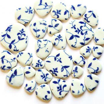 Mozaiek keramiek pebble set delfts blauw blaadjes 250 gram, Ophalen of Verzenden, Nieuw