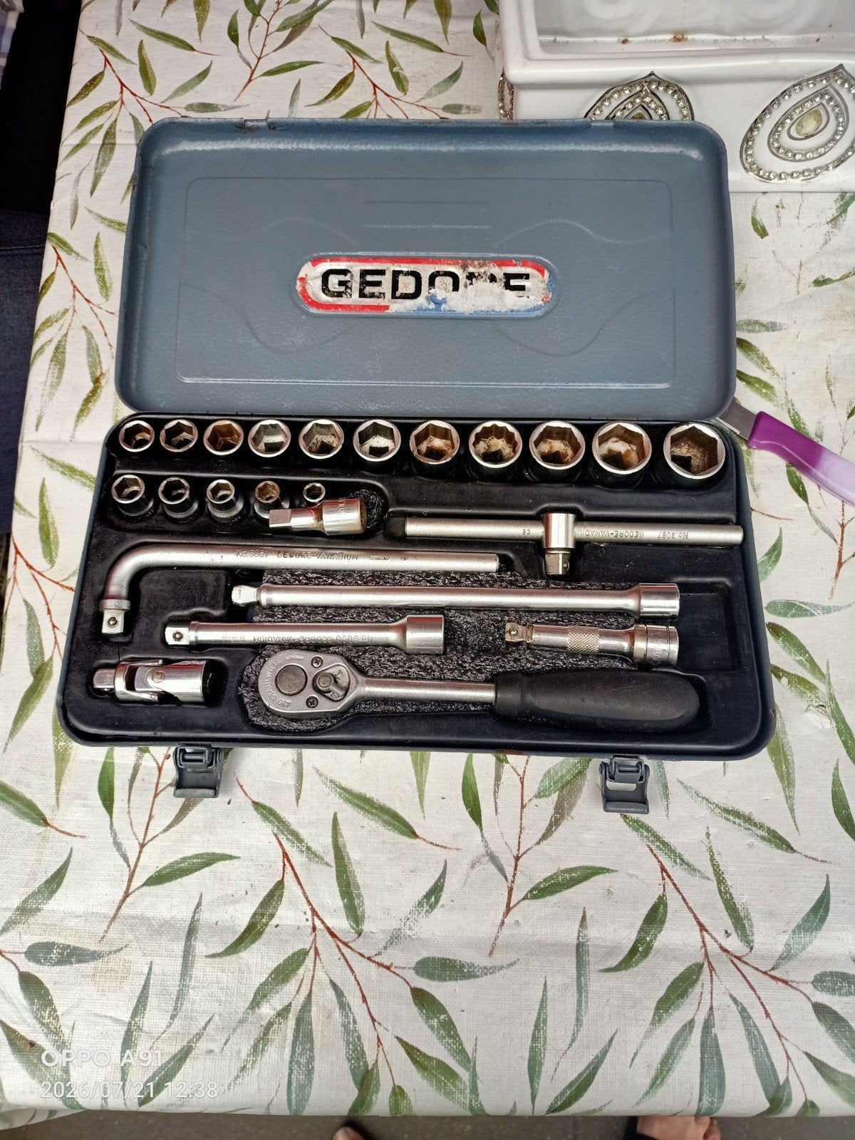 Gedore doppenset met ratel en diverse doppen, Ophalen of Verzenden, Gebruikt, Gereedschapsset, Gedore