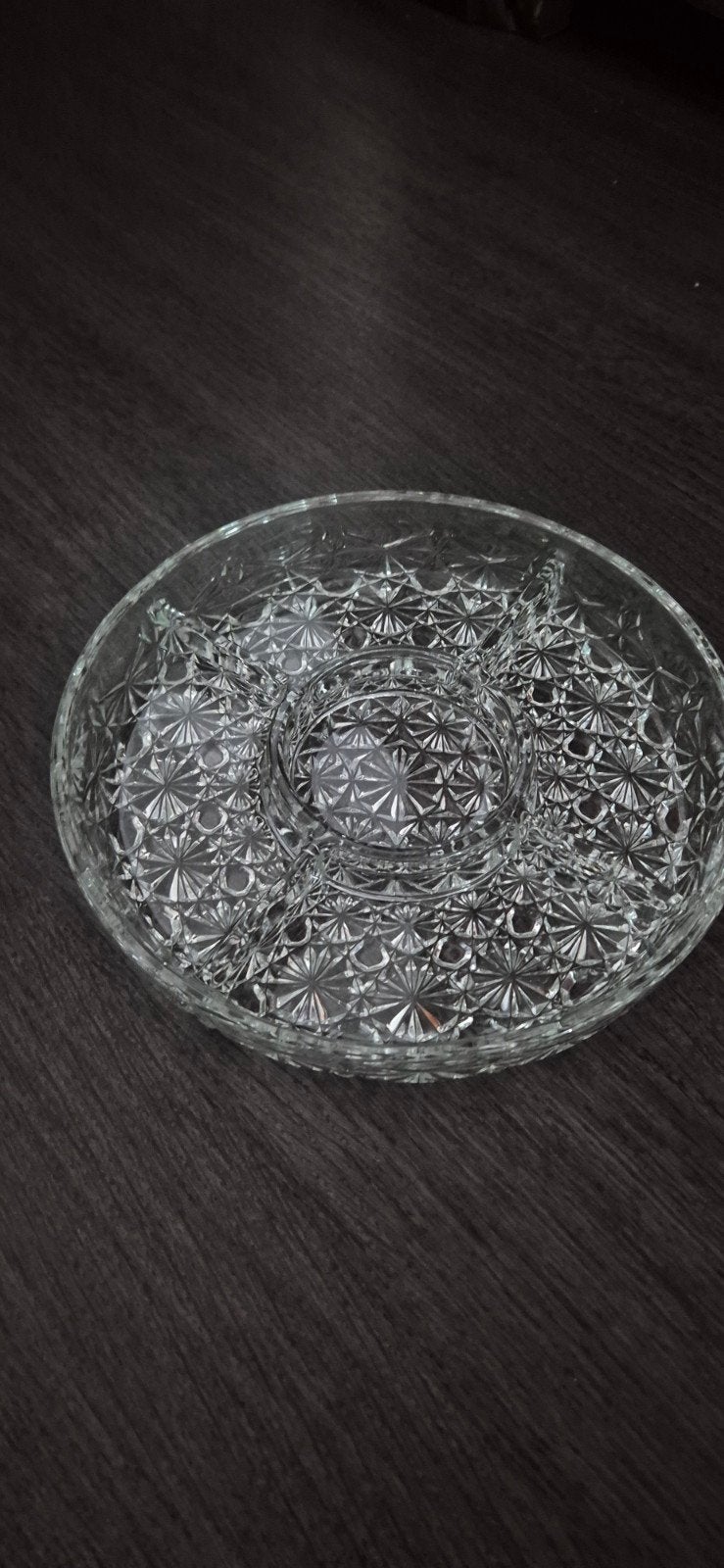 Glazen serveerschaal met 3 vakken - Ideaal voor snacks, Ophalen of Verzenden, Zo goed als nieuw, Overige merken, Glas