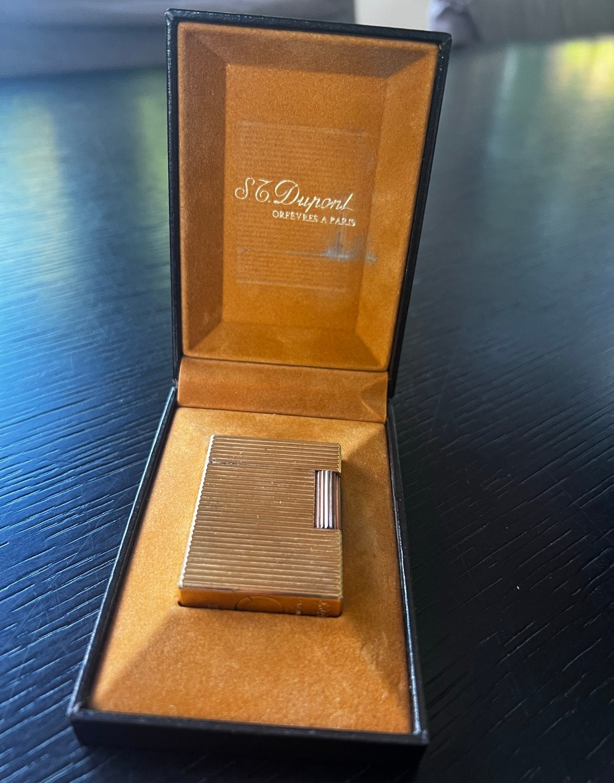 Vintage S.T. Dupont Linge 1 Aansteker - Goudkleurig, Ophalen of Verzenden, Gebruikt, Aansteker