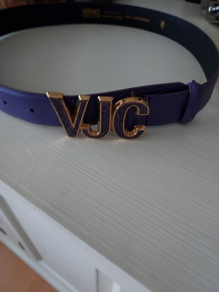Versace Jeans Couture Riem Paars VJC Gesp Leer, Overige kleuren, 3 tot 5 cm, Minder dan 80 cm, Echt leder