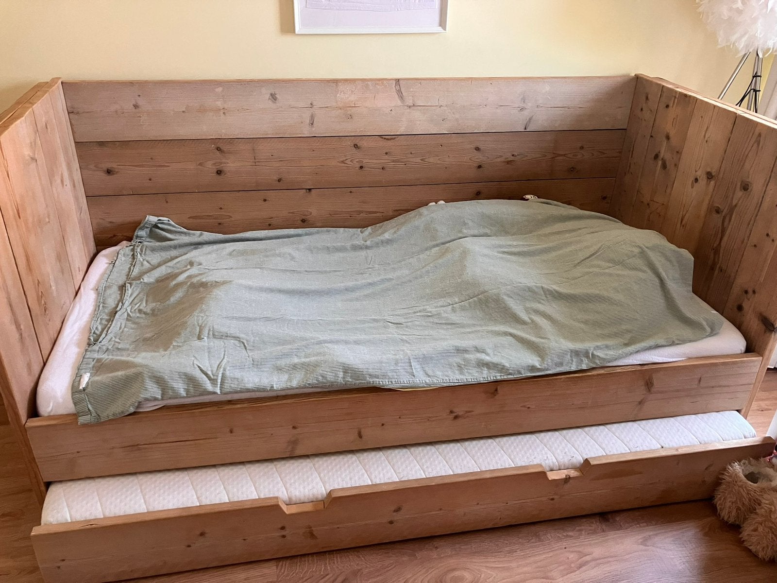 Steigerhout Bed 80 x 200 met uitschuiflade, Ophalen, Gebruikt, Overige