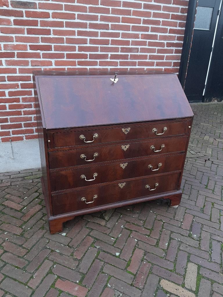 Antieke Georgian Engelse Mahonie Klep Secretaire, Antiek en Kunst, Ophalen