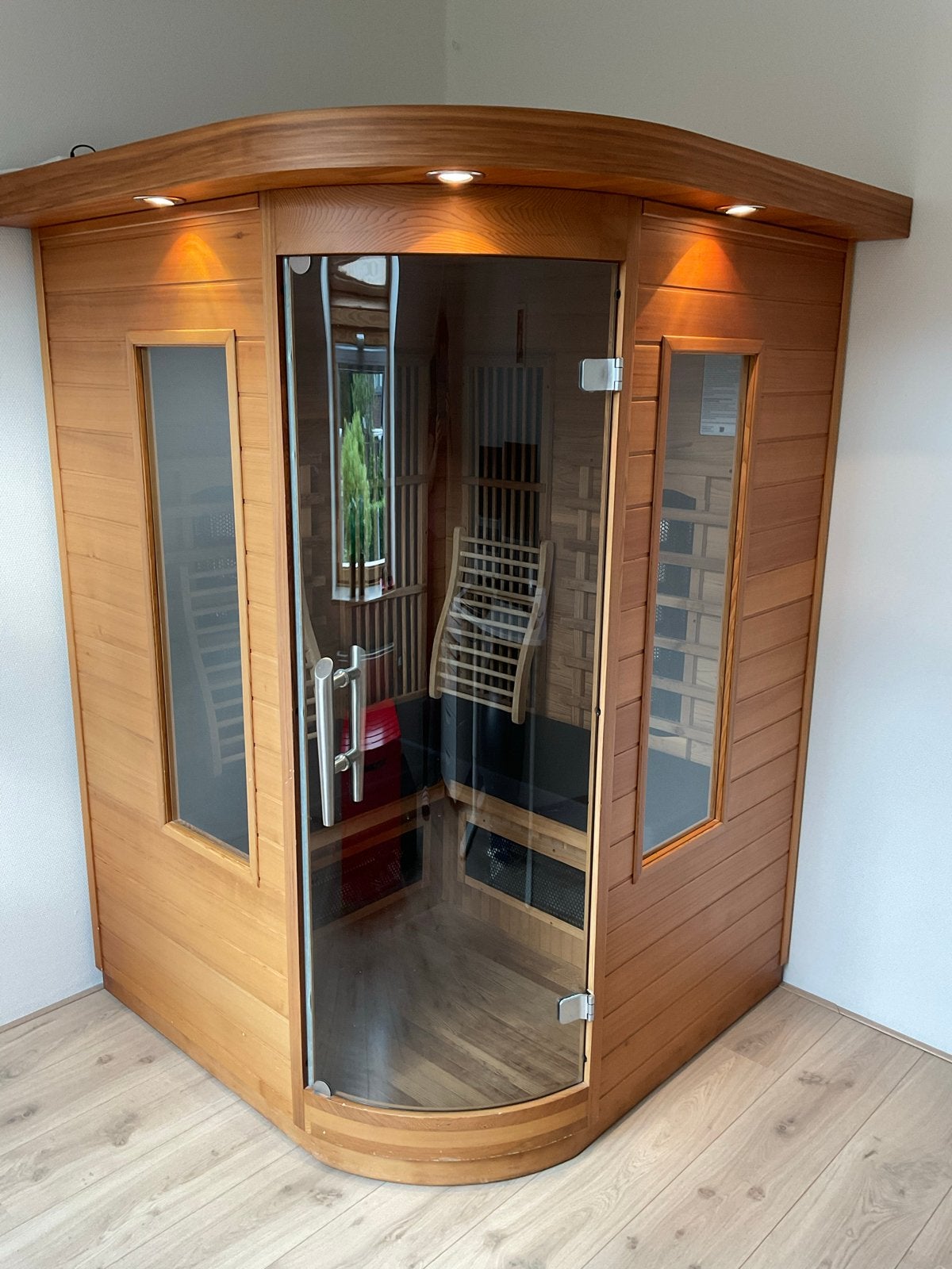 Infrarood sauna, red cedar, kwart rond, incl kleurentherapie, Ophalen, Gebruikt, Infrarood, Complete sauna
