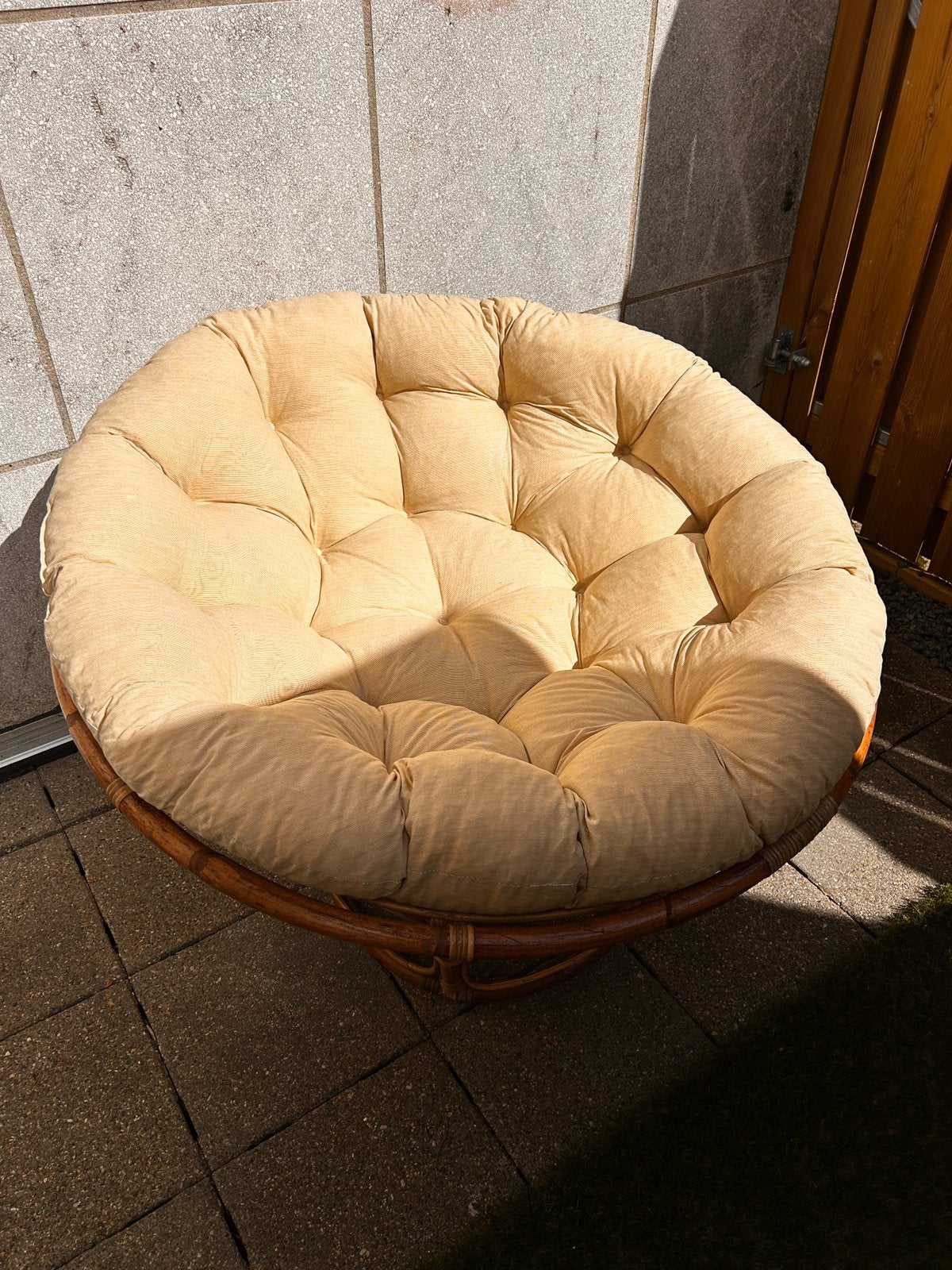 Papasanstoel Japandi stijl, Ophalen, Riet of Rotan, Zo goed als nieuw, 75 tot 100 cm
