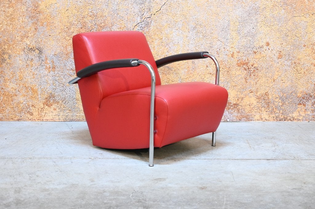ZGANieuw! rode leren Leolux Scylla design fauteuil