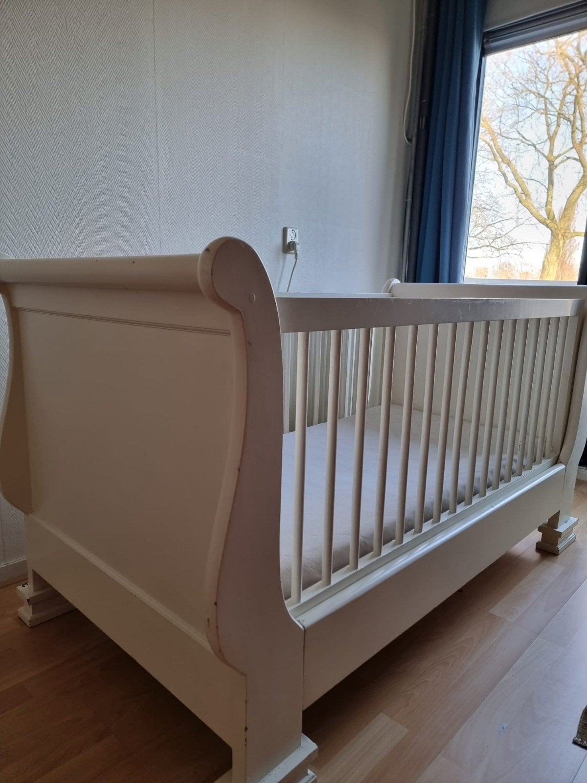 Wit Slee-Ledikant / Ombouwbaar Peuterbed (Zware Kwaliteit), Ophalen, Gebruikt, 140 tot 160 cm, 70 tot 85 cm